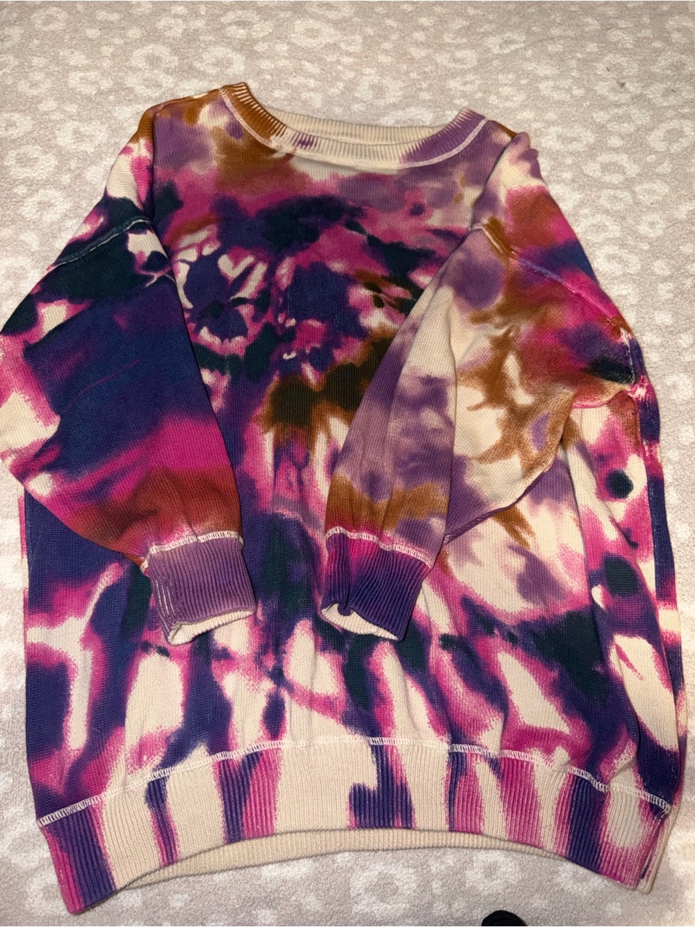 NATURAL LIFE Tie-Dyed Crewneck Sweater - Purple, Pink & Brown